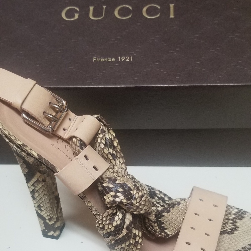 gucci snakeskin heels